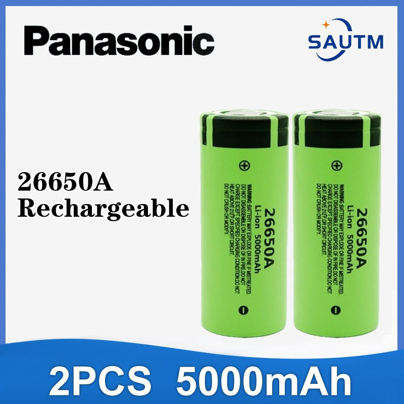 Pin Panasonic 26650 5000mAh 3.7V 50A lithium ion có thể sạc lại cho đèn pin LED 26650A