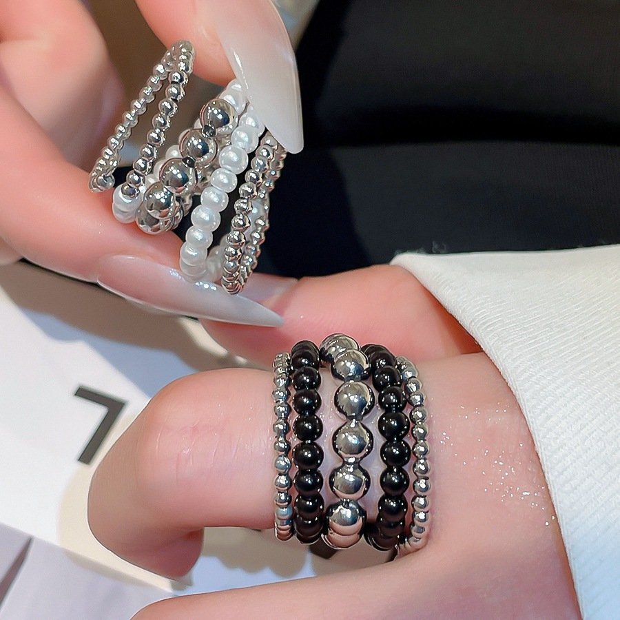 Nhẫn mở nhiều lớp đính ngọc trai, phong cách thời trang từ Châu Âu và Mỹ với thiết kế độc đáo