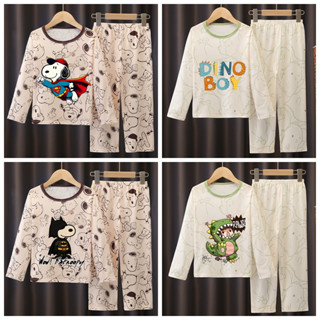 Bộ đồ ngủ cổ tròn dài tay bé trai và bé gái Big Girl Quần áo ngủ mềm bằng vải Polyester cho bé từ 11 - 12 tuổi