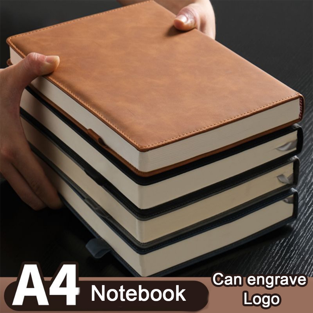 (Có thể khắc logo) Sổ tay da khổ A4/A5 ngoại cỡ, có dòng kẻ, thích hợp để ghi chép hồ sơ cuộc họp ki