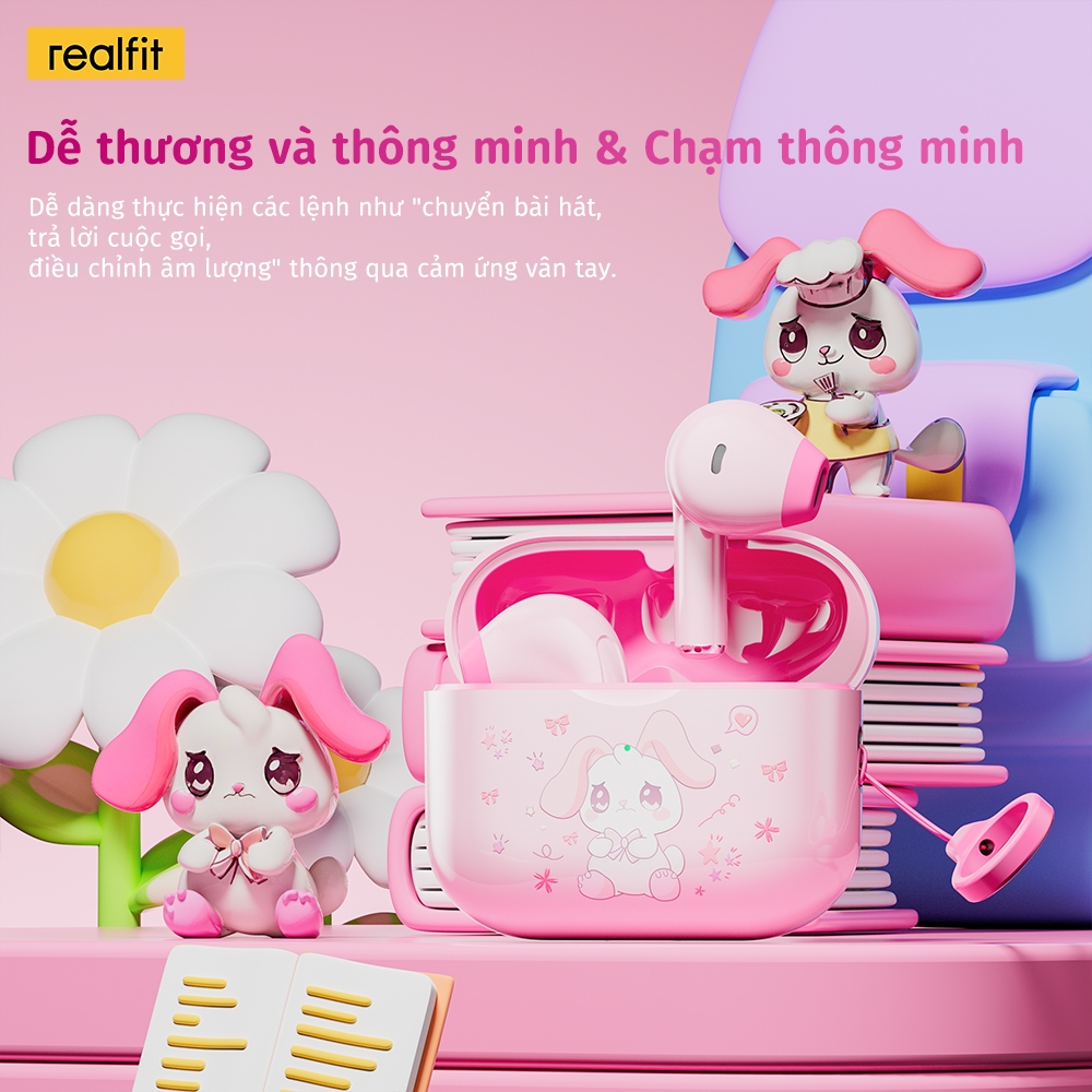 [Qùa tặng] Tai nghe Bluetooth Mini Realfit S2 Hoạt hình dễ thương Dopamine đầy màu sắc BT6.0 có điều khiển bằng ứng dụng | BigBuy360 - bigbuy360.vn