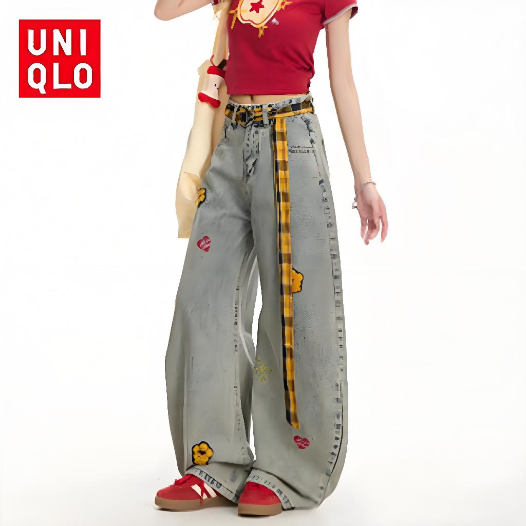 UNIQLO Quần jean hoa sáng tạo có vải co giãn cho vừa vặn