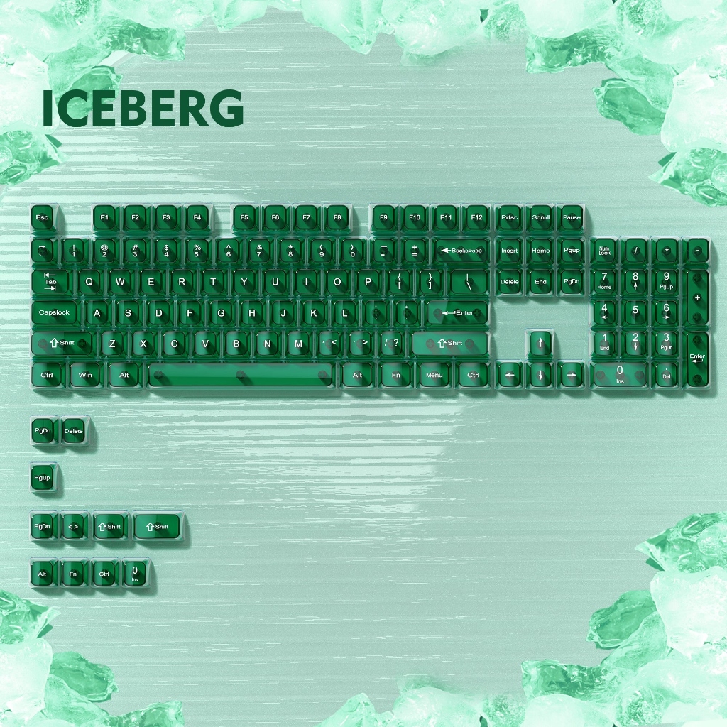 Womier 115 Phím Bộ Keycaps tùy chỉnh Màu xanh lá cây trong suốt Hồ sơ MDA Mũ chìa khóa tối giản | BigBuy360 - bigbuy360.vn
