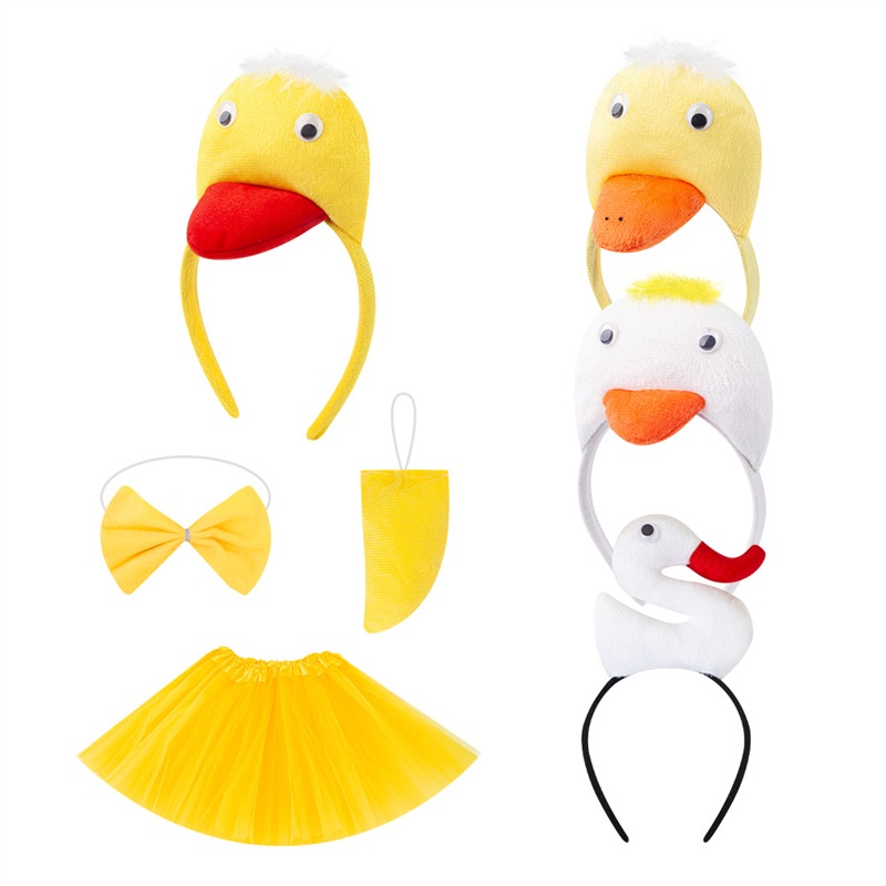 2025 Người Lớn Trẻ Em Động Vật Vịt Vàng Gà Con Gà Con Gà Trống Tutu Tai Đầu Nơ Thắt Đuôi Chân Hallow