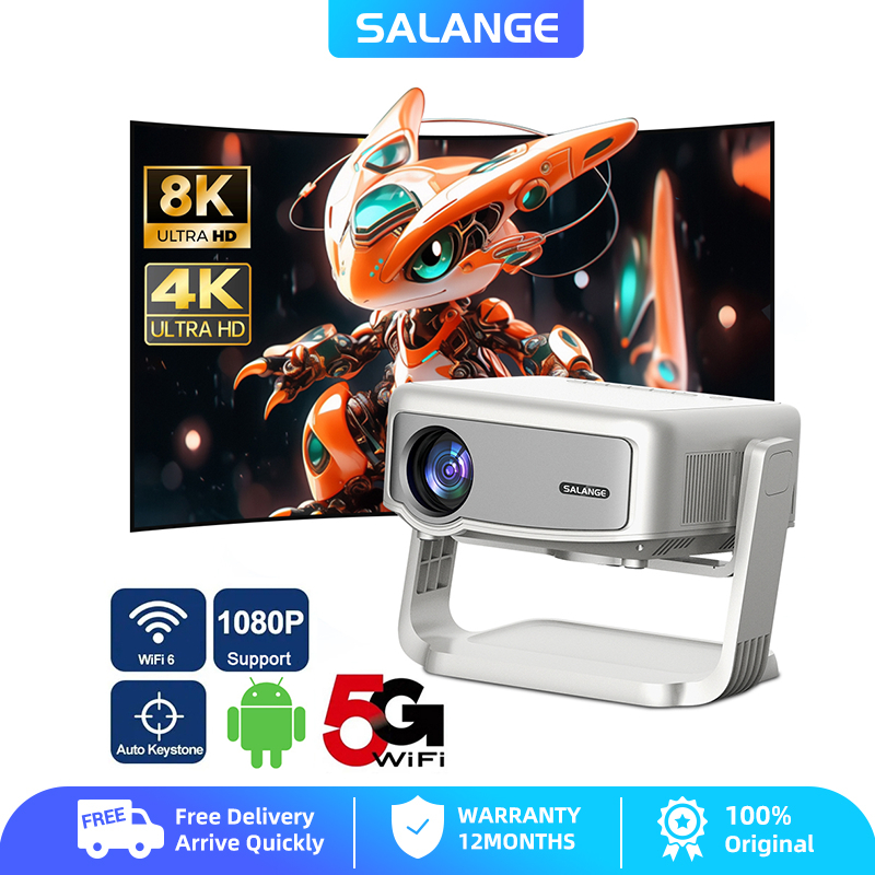 [Lấy nét điện tử] Máy chiếu Android Salange P90 4K, có WiFi và Bluetooth, Máy chiếu Video chỉnh sửa 