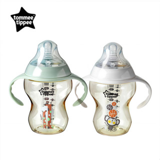 Bình sữa Tommee Tippee Cổ rộng PPSU 9oz Bình sữa cho bé có tay cầm 3m + núm vú lưu lượng vừa
