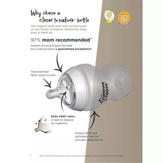 Tommee Tippee Gần gũi hơn với bình sữa cổ rộng PPSU 260ml / 9oz 2-Pack
