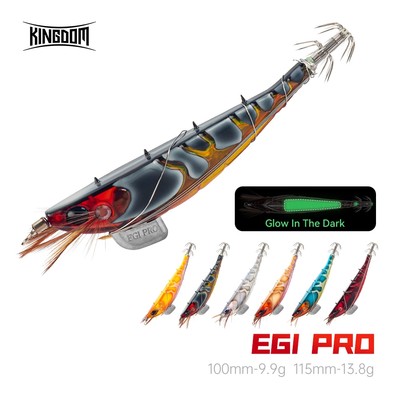 Kingdom EGI SHRIMPER Mồi Câu Cá 100mm / 115mm Mồi Mực Dẫn Eking Mồi Chìm Mực Jig Tôm Dạ Quang Mực Wobblers