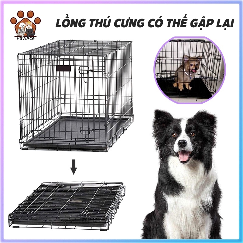 [TRAY MIỄN PHÍ] Lồng chó mèo sơn tĩnh điện có thể gập lại Lồng chó giá rẻ S / M / L / XL