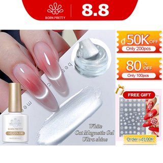 BORN PRETTY Mắt Mèo Gel Từ Tính Sơn Móng Tay Ánh Trăng Trắng Sáng Bạc Bán Vĩnh Viễn UV Gel 10ml