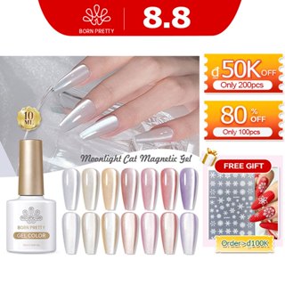 BORN PRETTY Sơn Gel mắt mèo ánh trăng cực quang kim cương gel sơn móng tay bạc 10ml
