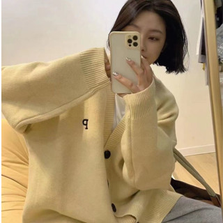 Áo khoác cardigan ZHELIHANGFEI tay dài dáng rộng cổ chữ V thời trang dành cho nữ