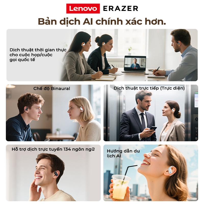 Lenovo ERAZER XP18 3000mAh Power Bank Tai nghe Bluetooth V6.0 Al tai nghe dịch thuật LED Màn hình kỹ thuật số Tai nghe không dây Cuộc gọi 3X HD Tai nghe thể thao | BigBuy360 - bigbuy360.vn