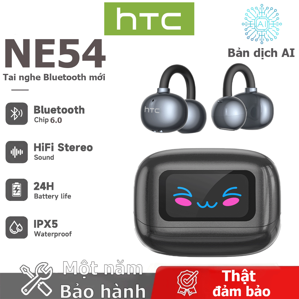 Tai nghe dịch thuật HTC NE54 AI Dịch thuật thời gian thực Tai nghe BluetoothTWS Bluetooth 6.0 Chất lượng âm thanh HiFi IPX5 Tai nghe không dây chống nước Hỗ trợ thay đổi Giấy dán tường Bảo hành một năm | BigBuy360 - bigbuy360.vn