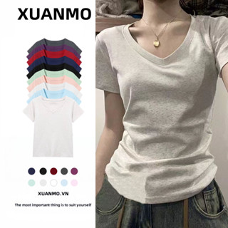 XUANMO Local brand Áo baby tee Áo Thun ôm body Áo y2k 100% cotton Phong Cách Mỹ Trang Trọng Vai Ngắn Tay Nữ Mùa Hè Phong Cách Mới Thiết Kế Slim-fit Sli