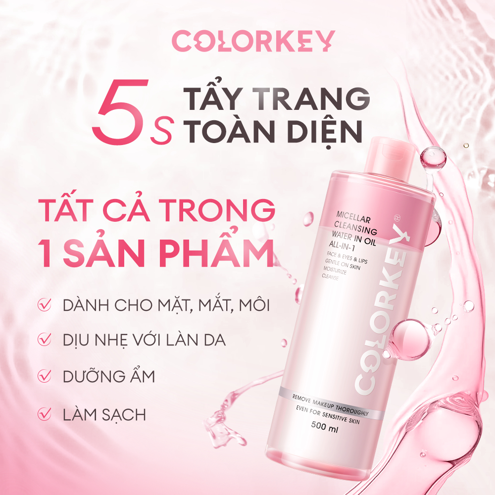 Nước Tẩy Trang Có Dầu COLORKEY, Tẩy Trang Sạch Mọi Lớp Makeup, Dịu Nhẹ, Dưỡng Ẩm 500ml | BigBuy360 - bigbuy360.vn