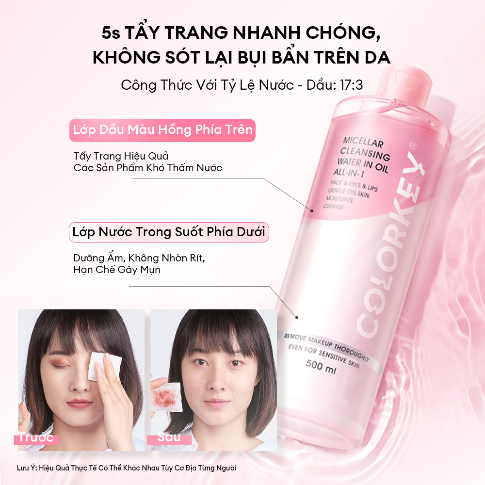 Nước Tẩy Trang Có Dầu COLORKEY, Tẩy Trang Sạch Mọi Lớp Makeup, Dịu Nhẹ, Dưỡng Ẩm 500ml | BigBuy360 - bigbuy360.vn