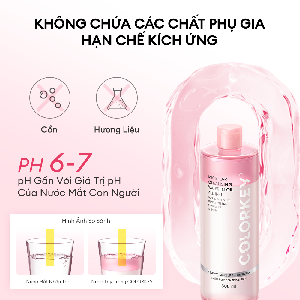 Nước Tẩy Trang Có Dầu COLORKEY, Tẩy Trang Sạch Mọi Lớp Makeup, Dịu Nhẹ, Dưỡng Ẩm 500ml | BigBuy360 - bigbuy360.vn