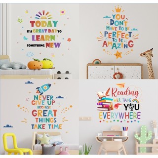 PVC Màu Sắc Tiếng Anh Khẩu Hiệu Truyền Cảm Hứng Dán Tường Phòng Trẻ Em Phòng Ngủ Góc Học Làm Đẹp Giấy Dán Tường Trang Trí Tự Dính Dán Miếng Dán