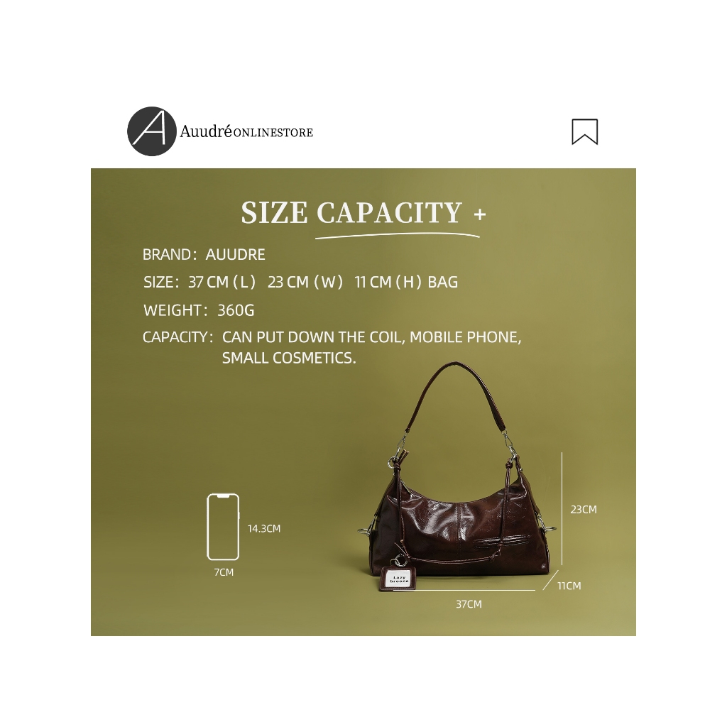 Auudre Túi đeo nách một vai dung tích lớn dành cho nữ Túi đi lại thời trang lộn xộn | BigBuy360 - bigbuy360.vn