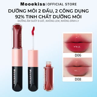 Son Môi kem hai đầu Mooekiss, Thiết kế hai đầu, đa năng trong một thỏi, vừa lì vừa bóng, 2% thành phần là tinh chất dưỡng, giữ ẩm suốt 8 tiếng, không lem không dính cốc hiệu ứng kép 6ML