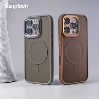  Sanptoch Cho Từ Tính Sang Trọng Mờ Thân Thiện Với Da Ốp Lưng Điện Thoại iPhone 16 15 14 13 Pro Max Mềm TPU Edge Mờ Acrylic Bìa Cứng Chống Vân Tay Vỏ Bảo Vệ Chống Sốc 