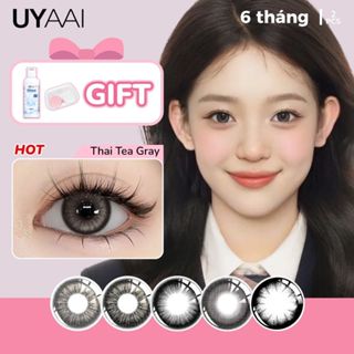  【 Mua 1 được 3   UYAAI 0 ~ 4 độ gần mắt Thai Tea Gray Kính Áp tròng MCK1 đen;1 Lens + 60ml Nước Ngâm Lens +1 Hộp đựng Lens 