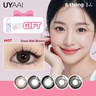  【 Mua 1 được 3  Kính Áp tròng MCK1 UYAAI 0.00~4.00 Độ Snow Ball Brown ;1 Lens + 60ml Nước Ngâm Lens +1 Hộp đựng Lens 