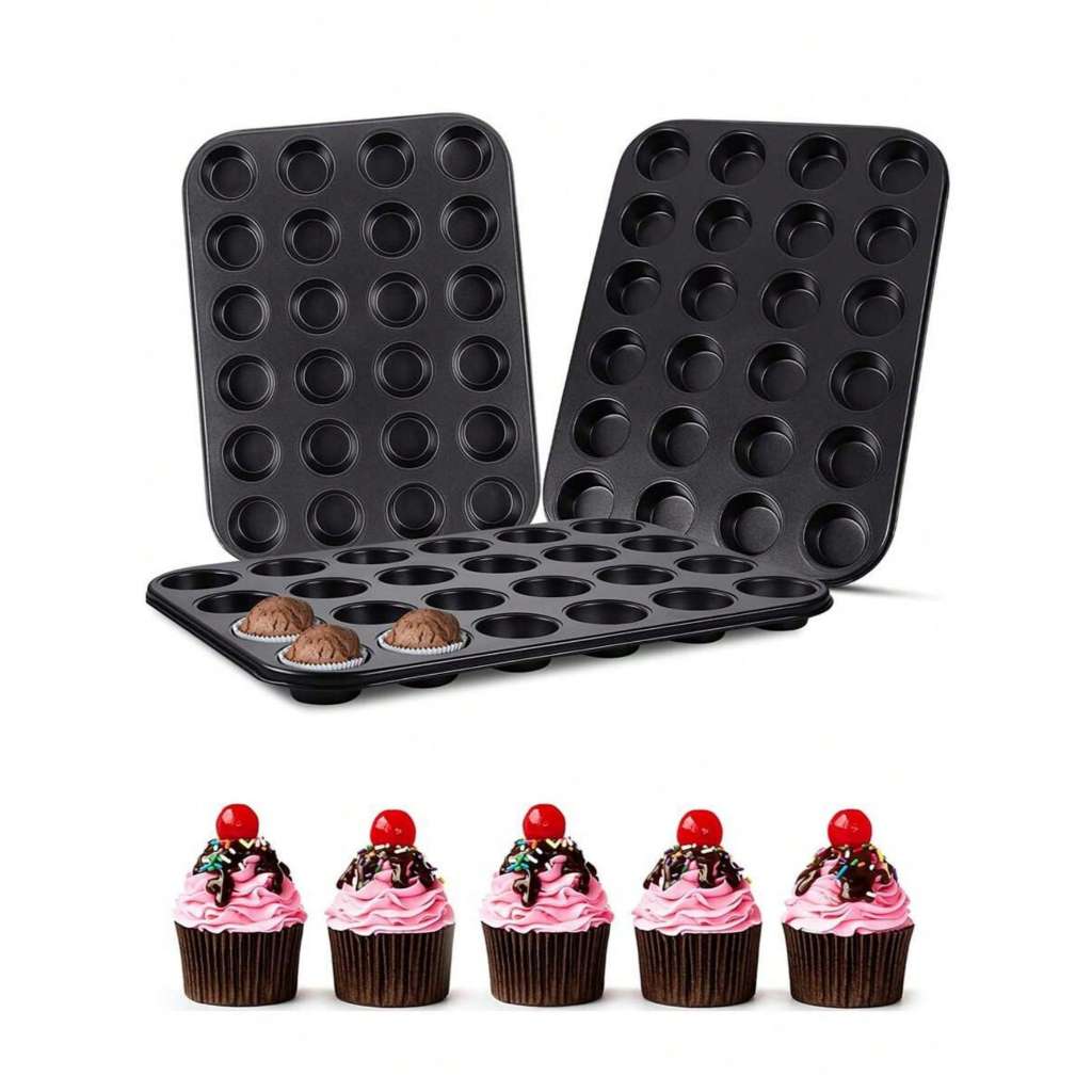 1 Chảo Muffin Silicon 24 Cup - Chảo Nướng Bánh Cupcake Mini Chống Dính | Khay Muffin Silicon Chịu Nh