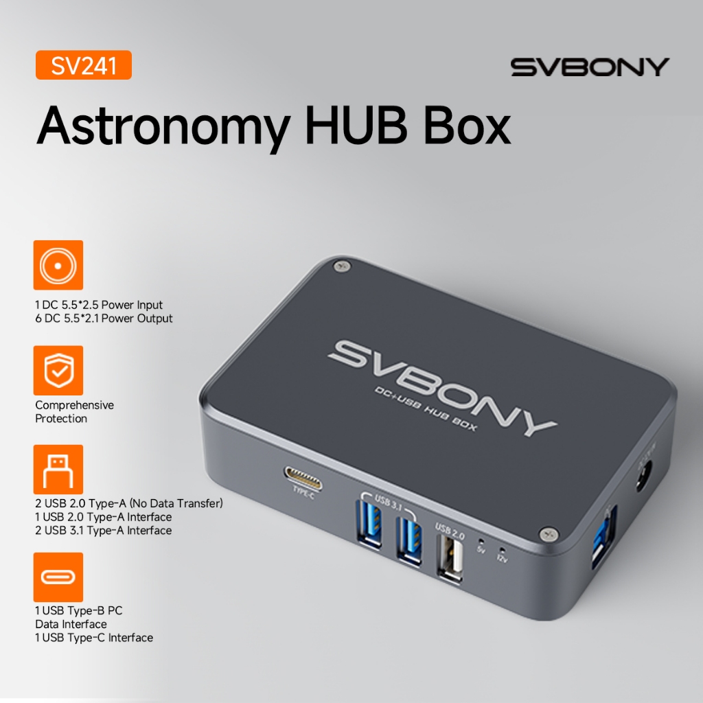 SVBONY SV241 Hộp HUB bỏ túi thiên văn di động USB & Type-C Multi-Port Ngăn chặn ngắn mạch Bảo vệ toà