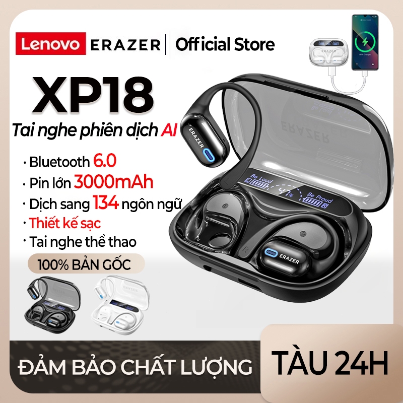 Lenovo erazer XP18 Tai Nghe Phiên Dịch AI Bluetooth 6.0 Màn hình LED hiển thị nguồn Pin dung lượng lớn 3000mAh Tai nghe sạc dự phòng Chất lượng âm thanh HiFi Chống nước Thiết kế nhỏ gọn ASMR | BigBuy360 - bigbuy360.vn