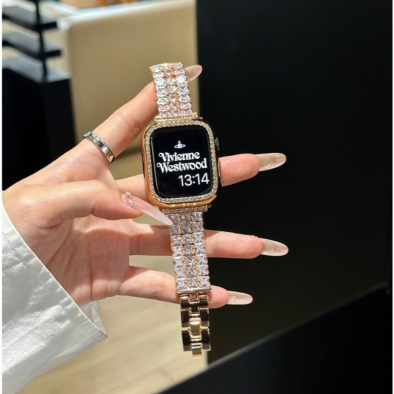 Dây đeo kim loại cho dây đeo đồng hồ thông minh 9 7 5 3 Ultra 2 49mm SE Big Diamond WatchBand cho ph