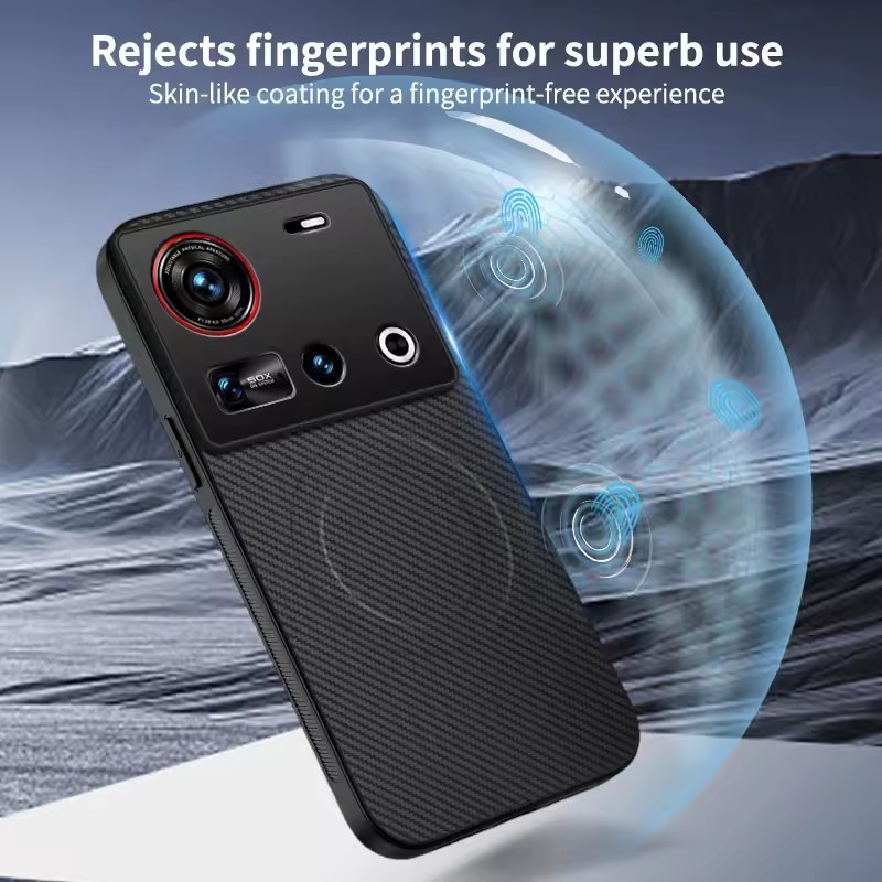 Dành Cho Nubia Z70 Z70S Ultra Ốp Lưng Silicon Mềm Sợi carbon Nam Châm Sạc Không Dây Bảo Vệ Mặt Sau D