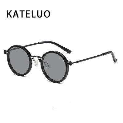 Kính râm nam gọng tròn kim loại KATELUO 10749