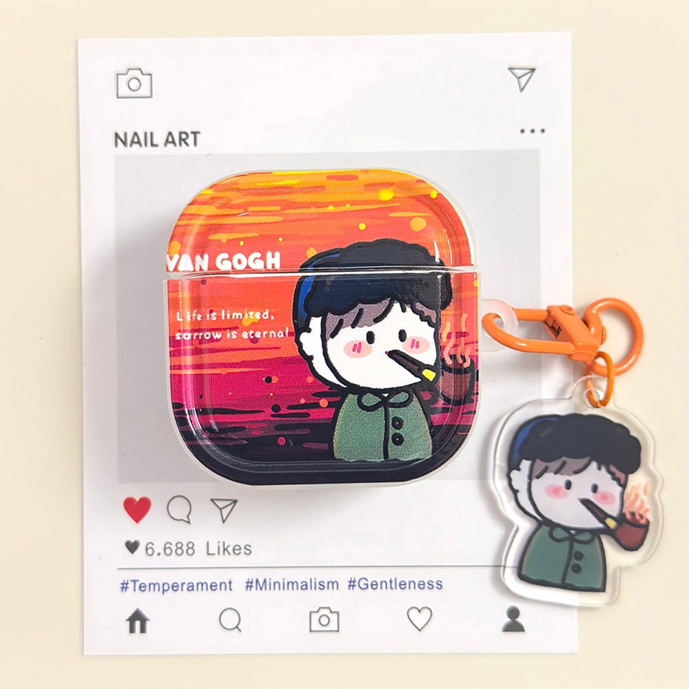 Hút Thuốc Van Gogh Tranh AirPods Pro3 Ốp Lưng AirPods 4 Vỏ Tai Nghe Chống Sốc Tương Thích Cho AirPod