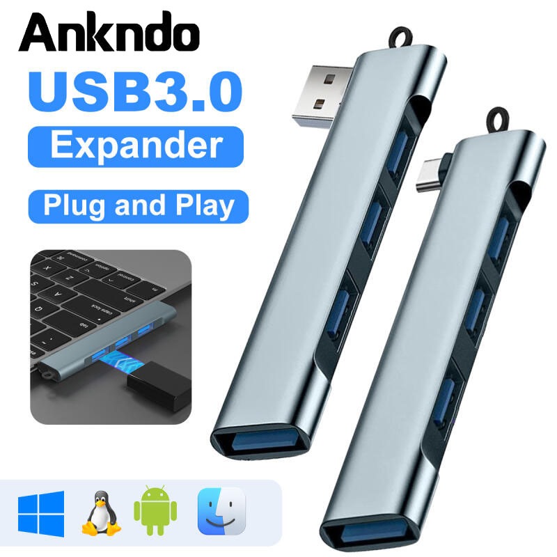 Ankndo Khuỷu Tay HUB USB / Type C HUB USB3.0 Docking Station 4 Cổng USB HUB Loại C HUB Adapter
