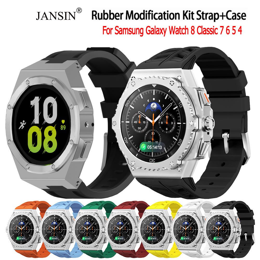 Jansin Set vỏ bọc và dây đeo đồng hồ thông minh Samsung Galaxy Watch 8 Classic 46mm 7 6 47mm 5 Pro 4