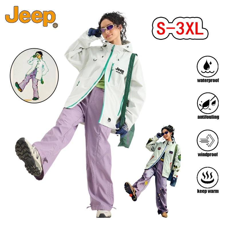 Áo khoác JEEP SPIRIT 1941 ESTD dành cho nữ, chống gió, có mũ