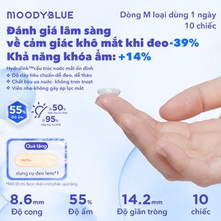   Set 10 chiếc  Kính áp tròng trong suốt không màu moody lens dùng một lần 14.2mm có độ cận  1-10  