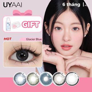 【 Mua 1 được 3  Kính Áp Tròng UYAAI Glacier Blue Lens Mắt 6 tháng, 1 Cặp Lens + 60ml Nước Ngâm Len +1 Hộp đựng Lens
