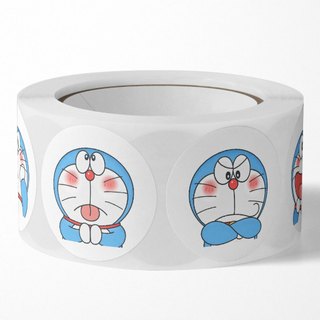 Cuộn 500 Miếng Dán Tròn In Hình Doraemon Dễ Thương