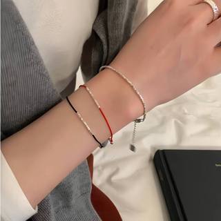  Vòng tay nữ bạc mạ đen dây đỏ - Mang lại may mắn và thời trang 