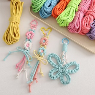 [4mm] 10m Sợi Cotton Đơn Sắc Dây Bện DIY Móc Khóa Ba Lô Dây Buộc
