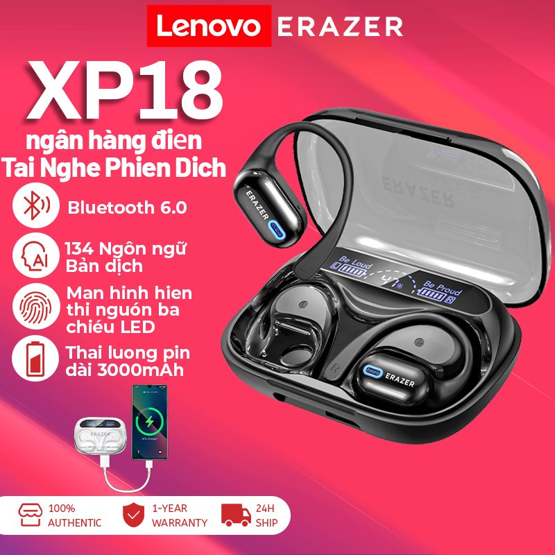 Lenovo ERAZER XP18 AI Tai Nghe Phiên Dịch với Power Bank 3000mAh Bluetooth 6.0 Thiết kế OWS không dây IPX5 Màn hình LED chống nước | BigBuy360 - bigbuy360.vn