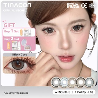 Kính áp tròng TINACON Daily màu đen/xám 10 chiếc DIA14.2/14.5mm Mắt búp bê lens 1 ngày có độ (0-8)