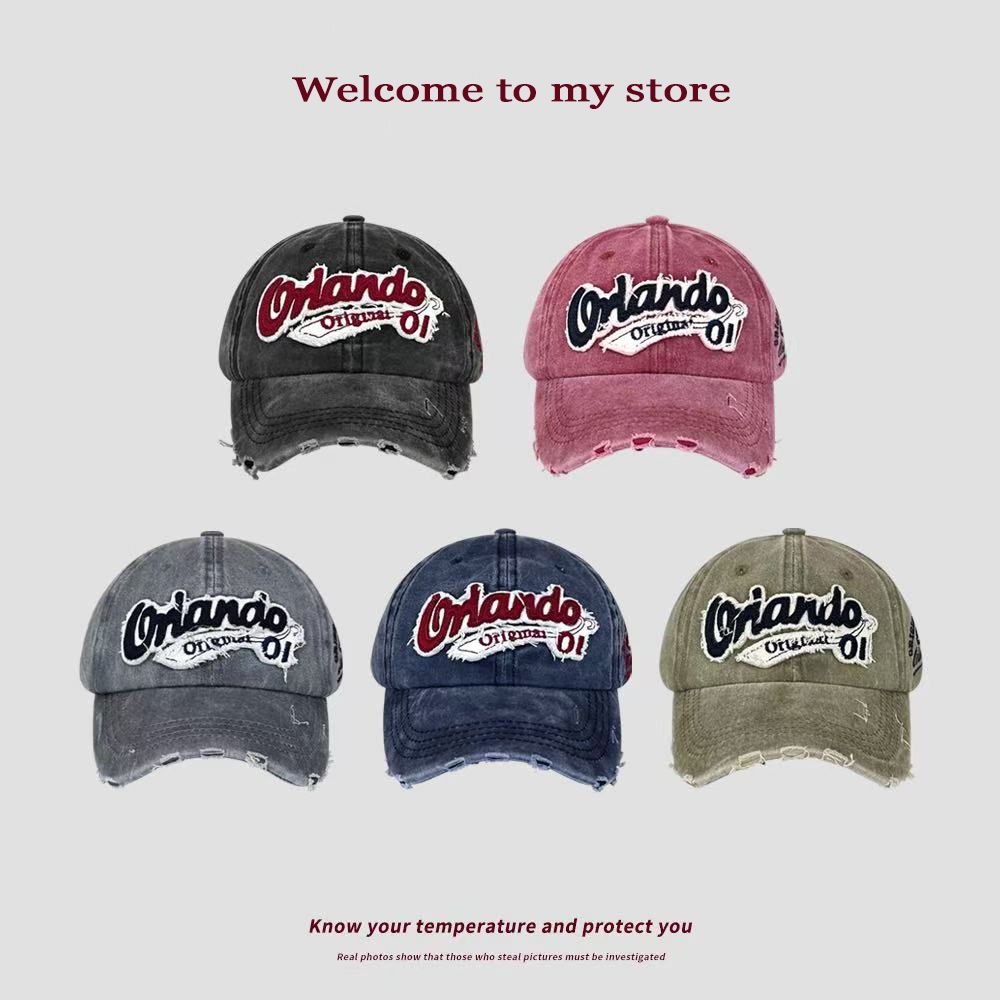 Mũ lưỡi trai cao bồi cổ điển Hàn Quốc dành cho nam Wash Orlando 01 Mũ bóng chày thêu thể thao ngoài 