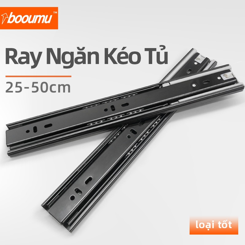 Ray Ngăn Kéo Tủ Inox, Thanh Ray Tủ Bếp, Quần Áo , ray bi 3 Tầng 25cm-50cm (Gía 1 Căp), ray kéo hộc t