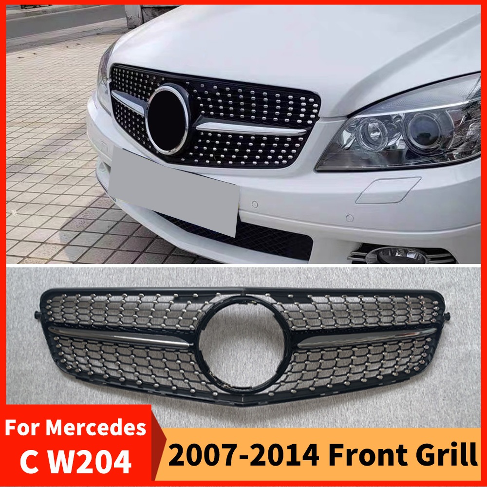Lưới tản nhiệt cản trước phong cách kim cương cho Mercedes W204 C204 S204 Coupe Benz C 2007 2008 200