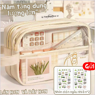 【Ưu đãi sốc Túi đựng bút trong suốt chống nước dung tích lớn | Phong cách Hàn Quốc/ nhiều ngăn/ chứa được 100 cây bút/ tiện lợi | Hộp bút đa năng dành cho học sinh