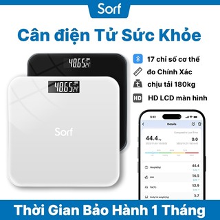  Sorf Cân điện Tử Sức Khỏe Được Màn Hình LCD Kết Nối Bluetooth APP Có Thể Phân Tích Chỉ Số Cơ 180kg 